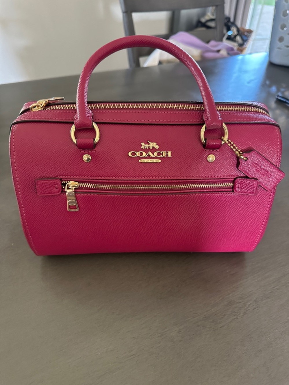 Coach Fuchsia Leather Satchel with matching wallet